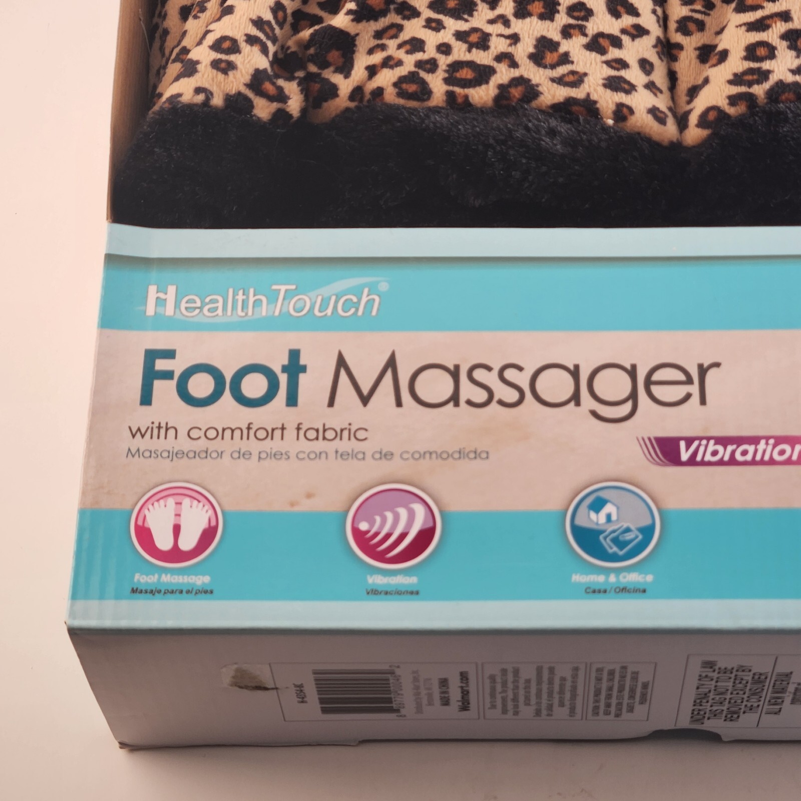 Health Touch Foot Massager Vibration Leopard Print w Comfort Fabric Original Box