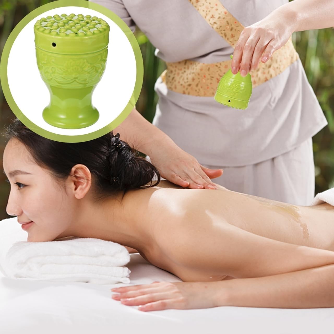 Ceramic Moxibustion Cup 4.33X3.14X3.14In Portable Insulated Moxa Burner for Mass