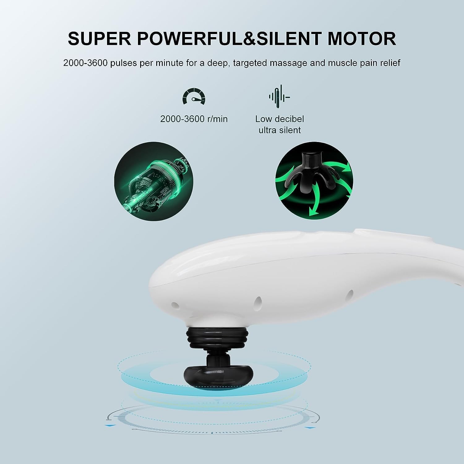 Megawise Cordless Back Massager For Shoulders Waist Legs Rechargeable 3200Mah