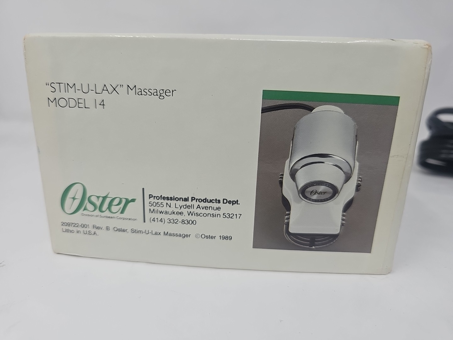 Oster Stim-U-Lax Therapeutic Massager 14-11 Chrome, Box, Works Great
