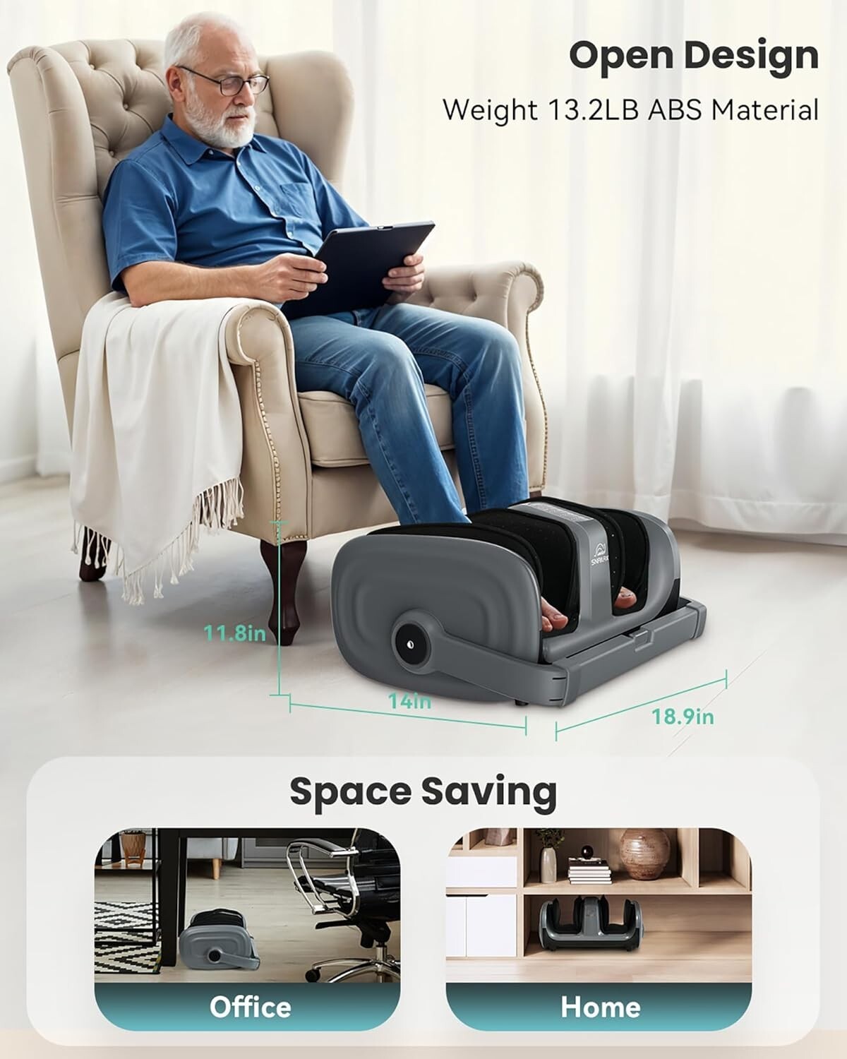 Foot and Calf Massager w/ Heat – Deep Kneading Rolling Compression Leg Massage