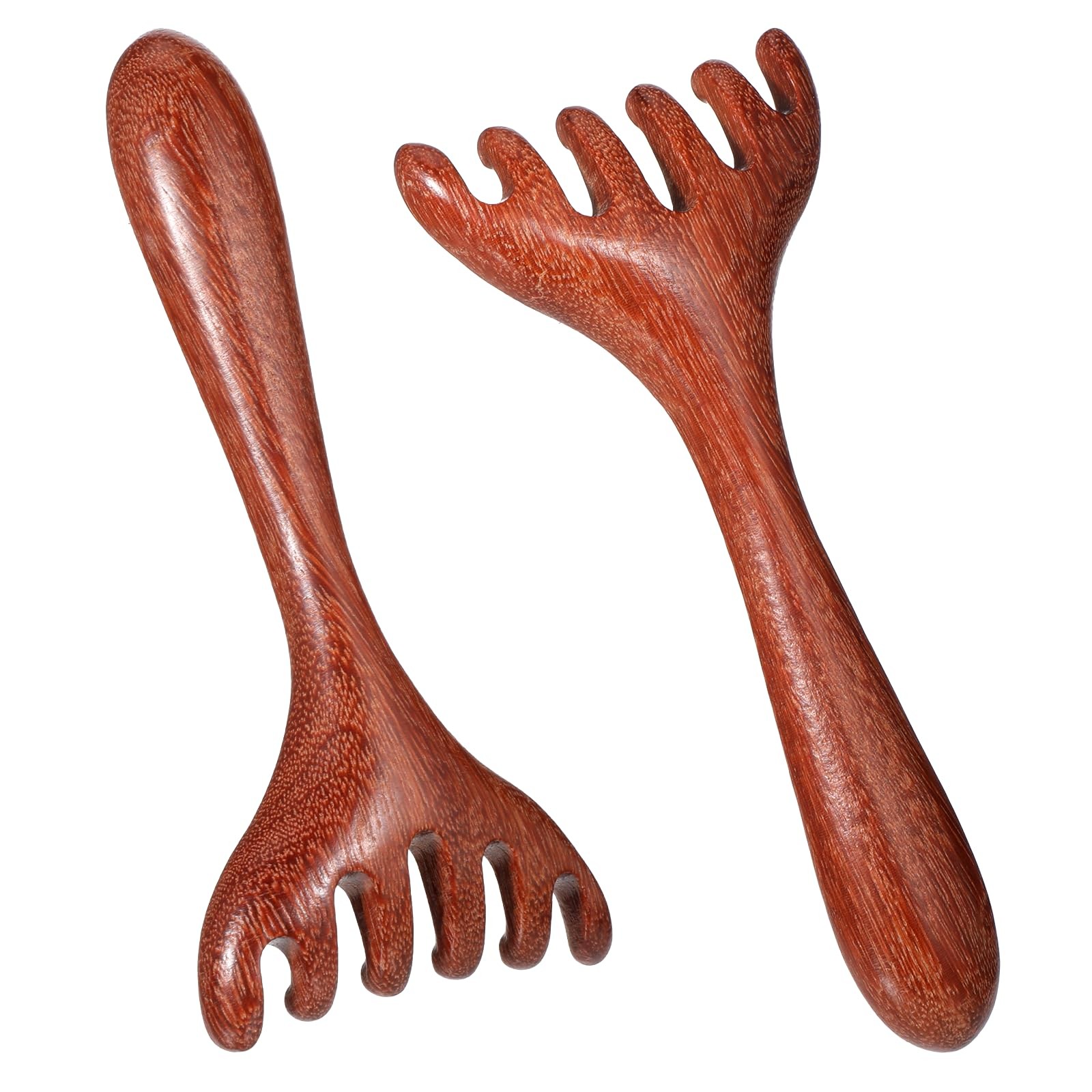 2 PCS Wooden Massage Comb 6 Claws, Wooden Head Foot Massager Scalp, Wood Ther…