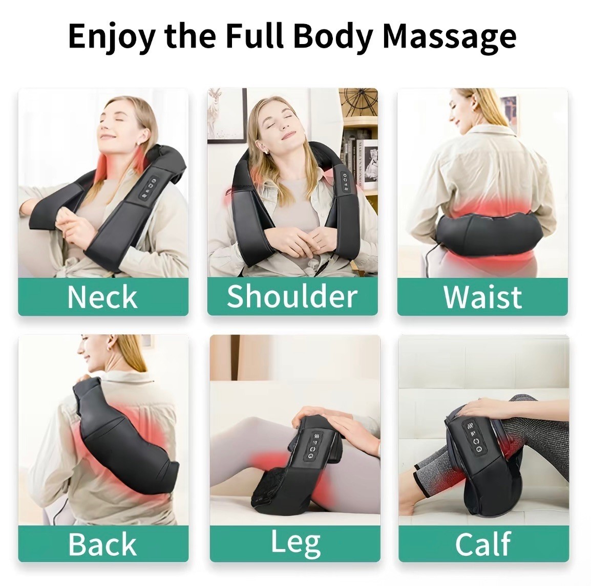 Medcursor Neck Shoulder Massager with Heat Shiatsu 16 Nodes Kneading Black New S