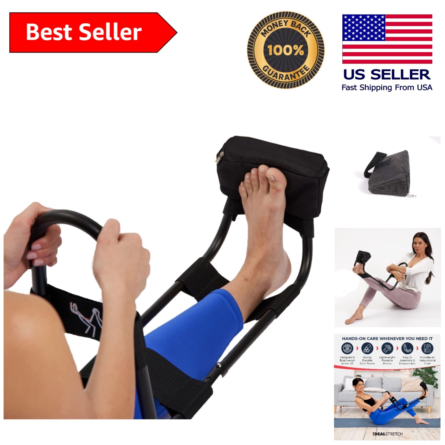 User-Friendly Hamstring and Back Stretcher with Adjustable Wedge & LED Display