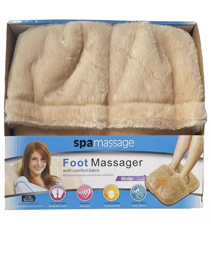 Spa Massage Foot Massager With Beige Micro Plush Fabric, Vibration, Home/office,