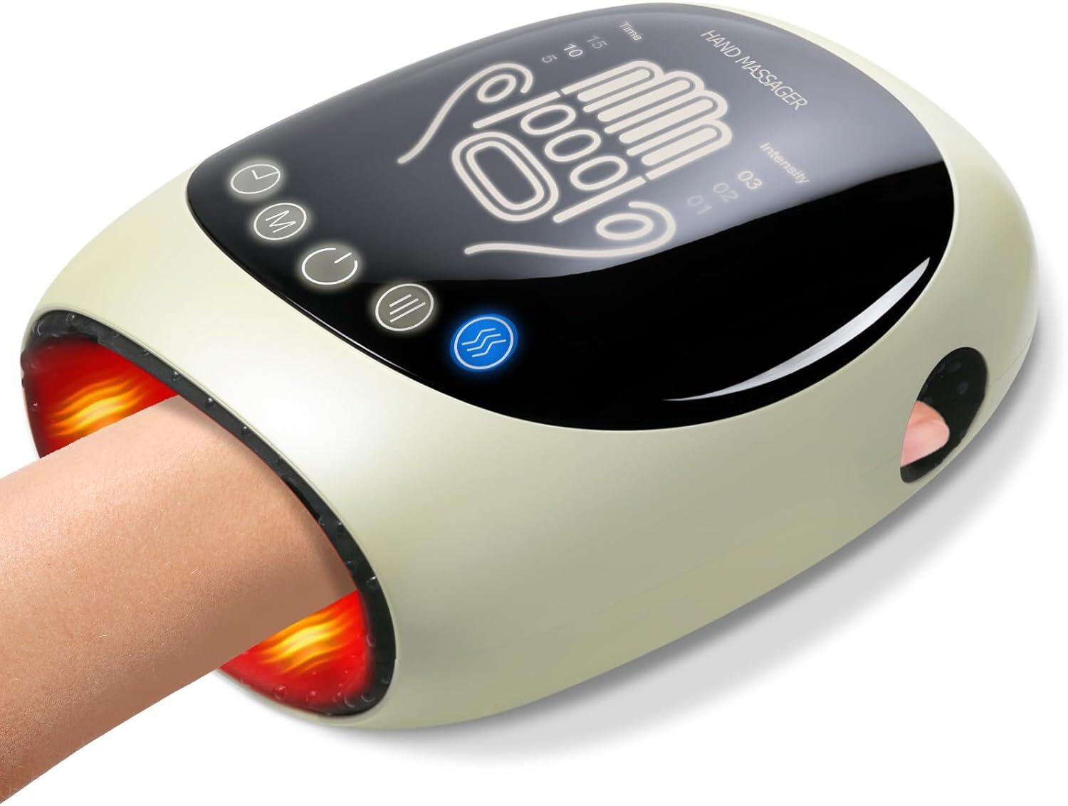 Cordless Hand Massager with Heat Air Compression Finger Massage Machine Device