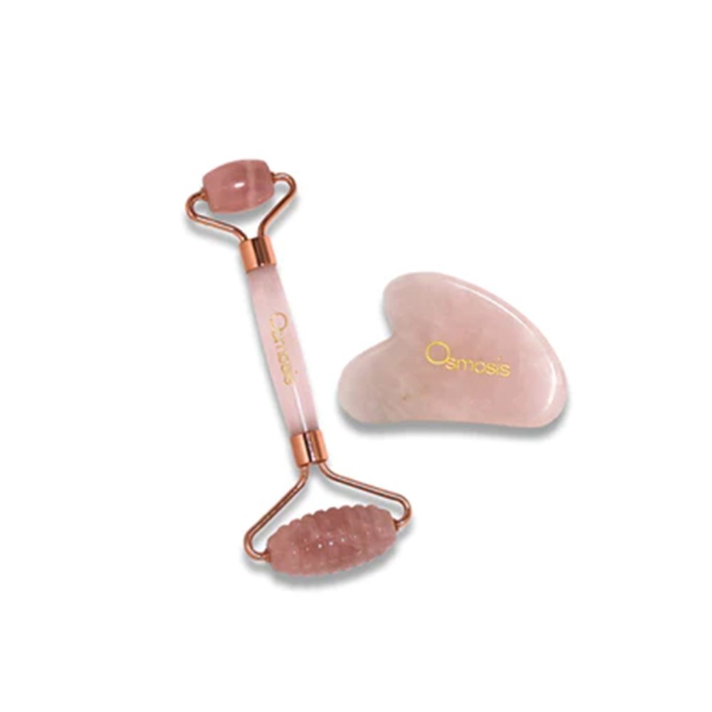 Rose Quartz Facial Roller Massager + Butterfly Gua Sha Set for Face Jade Roller