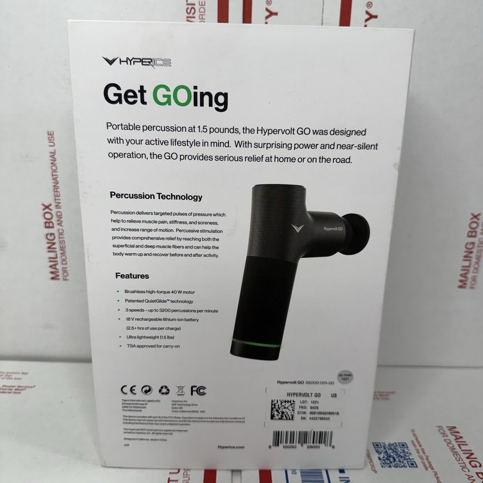 Hyperice Hypervolt GO 2 Percussion Massage Device Body Massager Black NO CHARGER