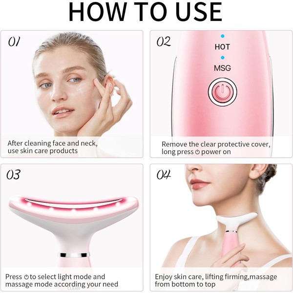 Facial & Neck Massager 3-in-1 Heated Face Sculpting Tool Vibration Skin Care Dev