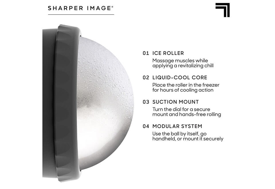 Sharper Image Ice Therapy Massage Ball Roller w/ Suction Mount Liquid-Cool Core
