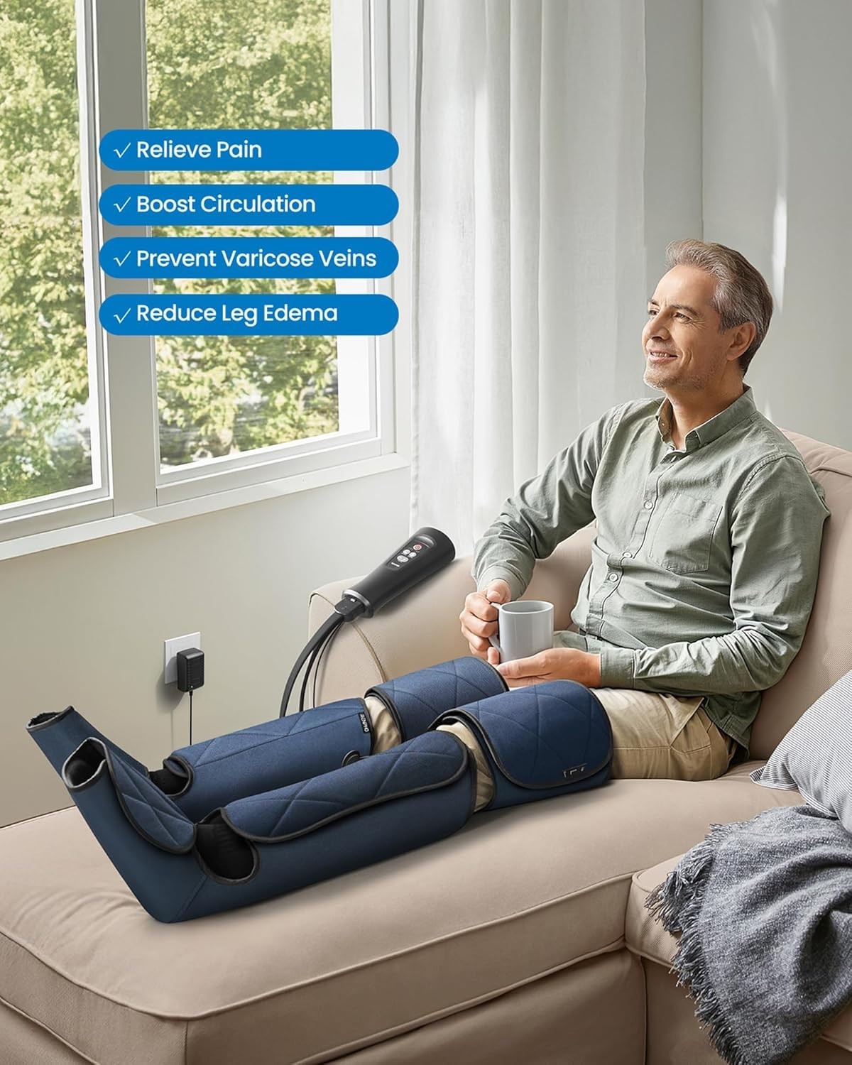 RENPHO Air Compression Leg Massager for Foot Leg Circulation Pain Relief NEW