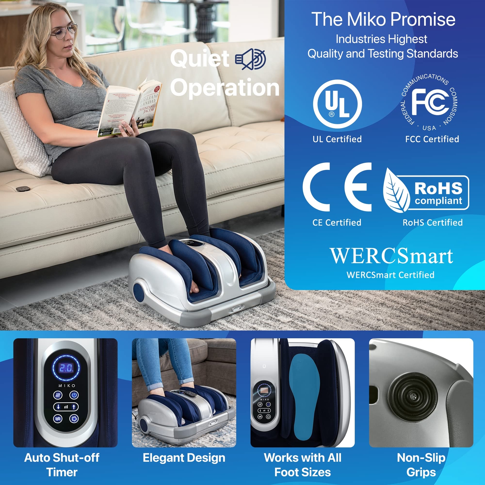MIKO Shiatsu Foot Massager for Circulation & Pain Relief – Deep Tissue Kneading