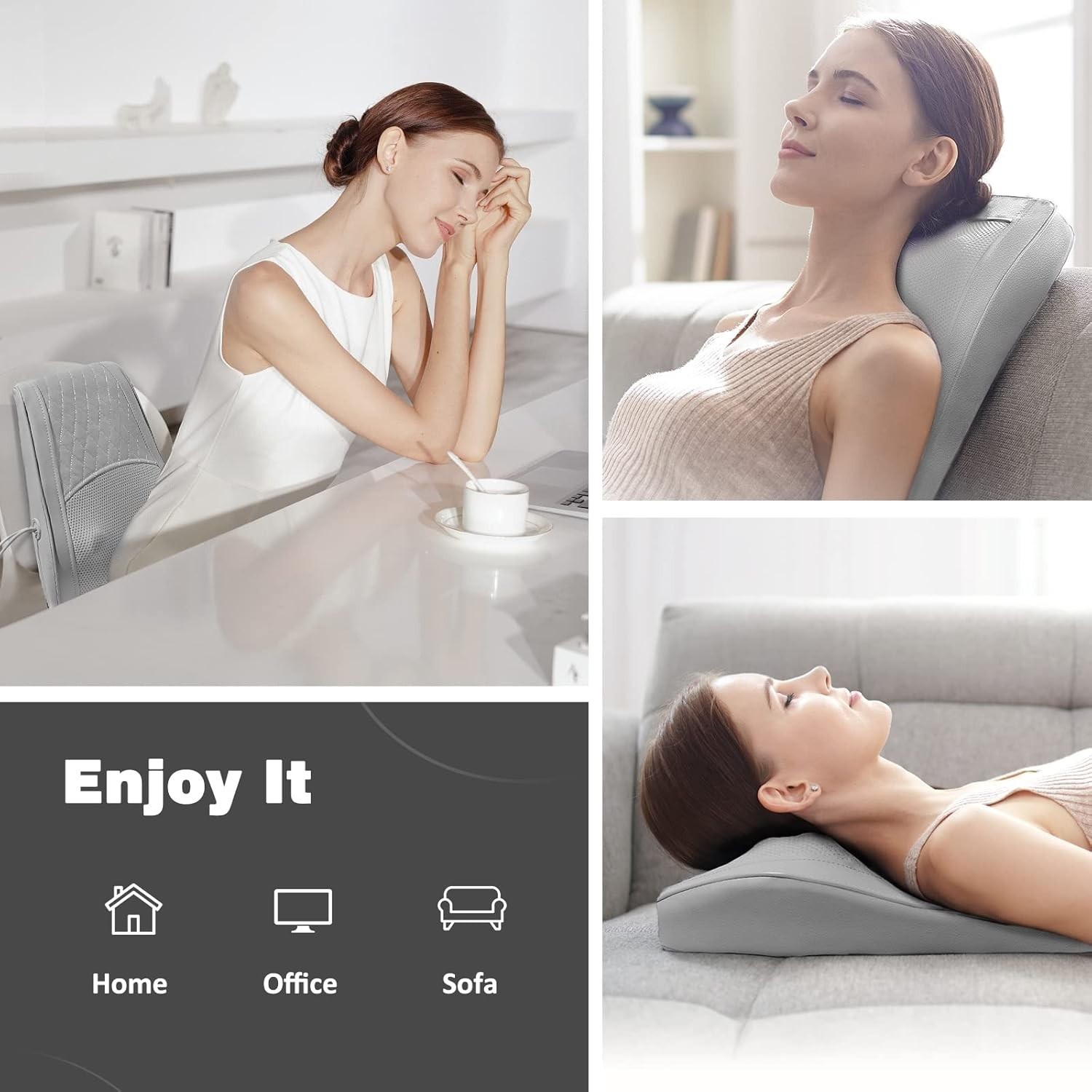 Borlwat Shiatsu Massage Cushion With Heat New Model R7(LightGrey)