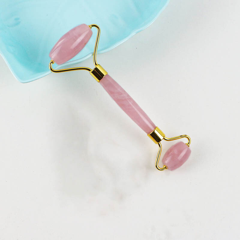 Rose Quartz & Jade Roller Gua Sha Face Body Facial Therapy Massager Stone Beauty