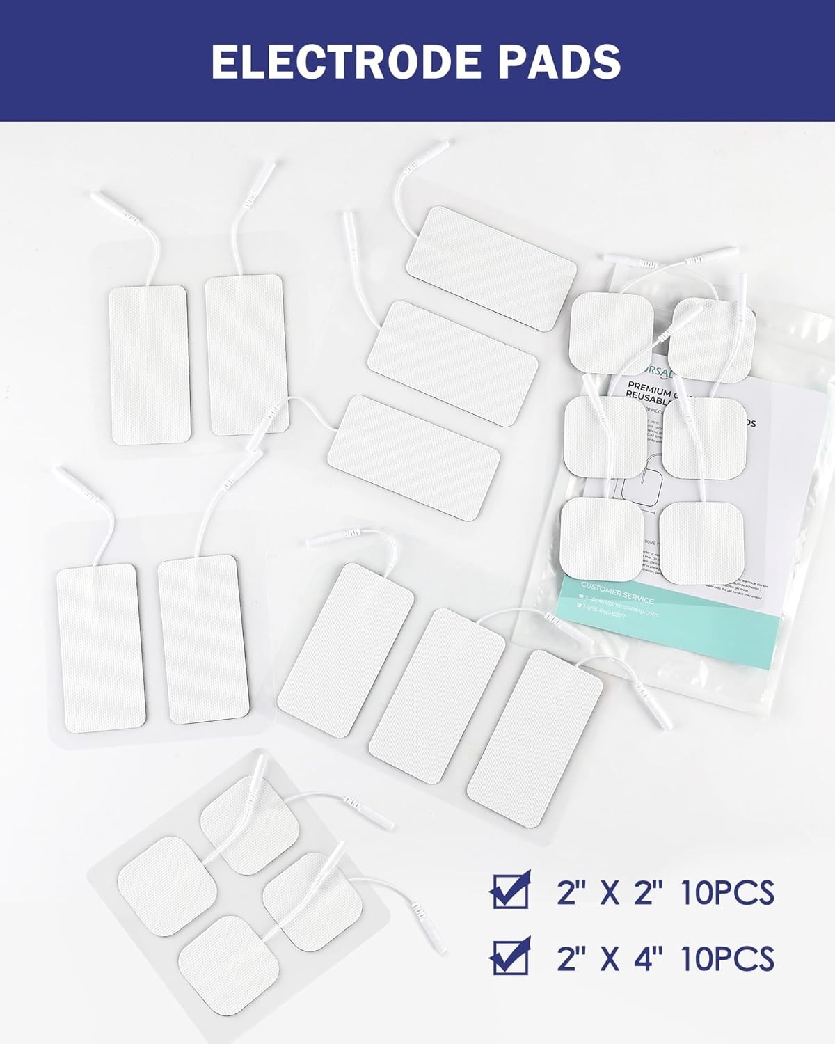 Electrode Pads for TENS Unit 20 Pack Reusable Self-Adhesive for Pain Relief
