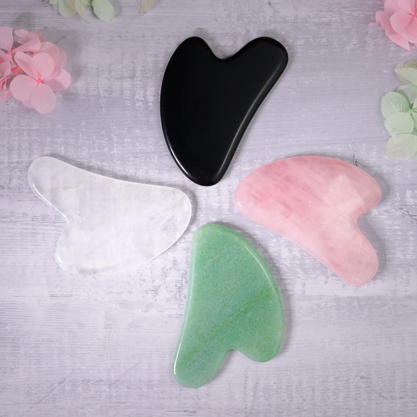 Gua Sha Tool Natural Stone Crystal Scraping Board Facial Beauty Massage Gemstone
