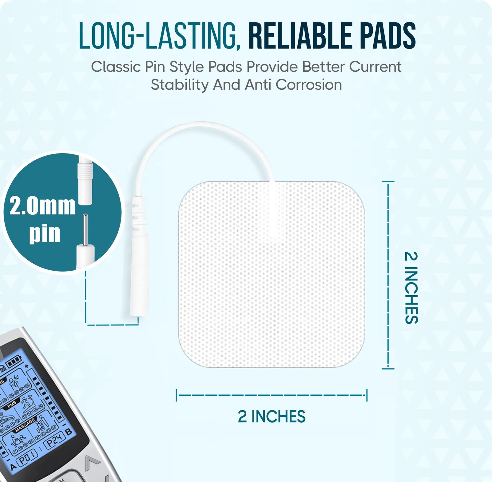 TENS Unit Electrode Pads 2×2″ – 20 Pack SM Electrodes 50 Reusable EMS、TENS Pa…