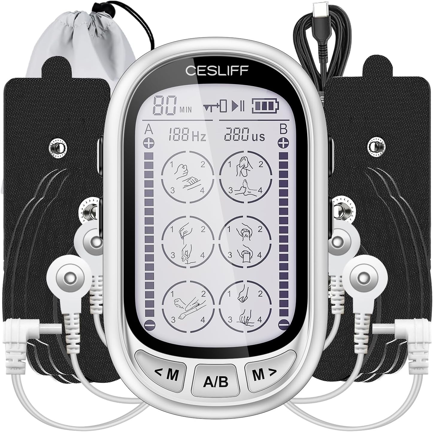 Large LCD TENS EMS Muscle Stimulator Pain Relief Massager – 24 Mode Dual Channel