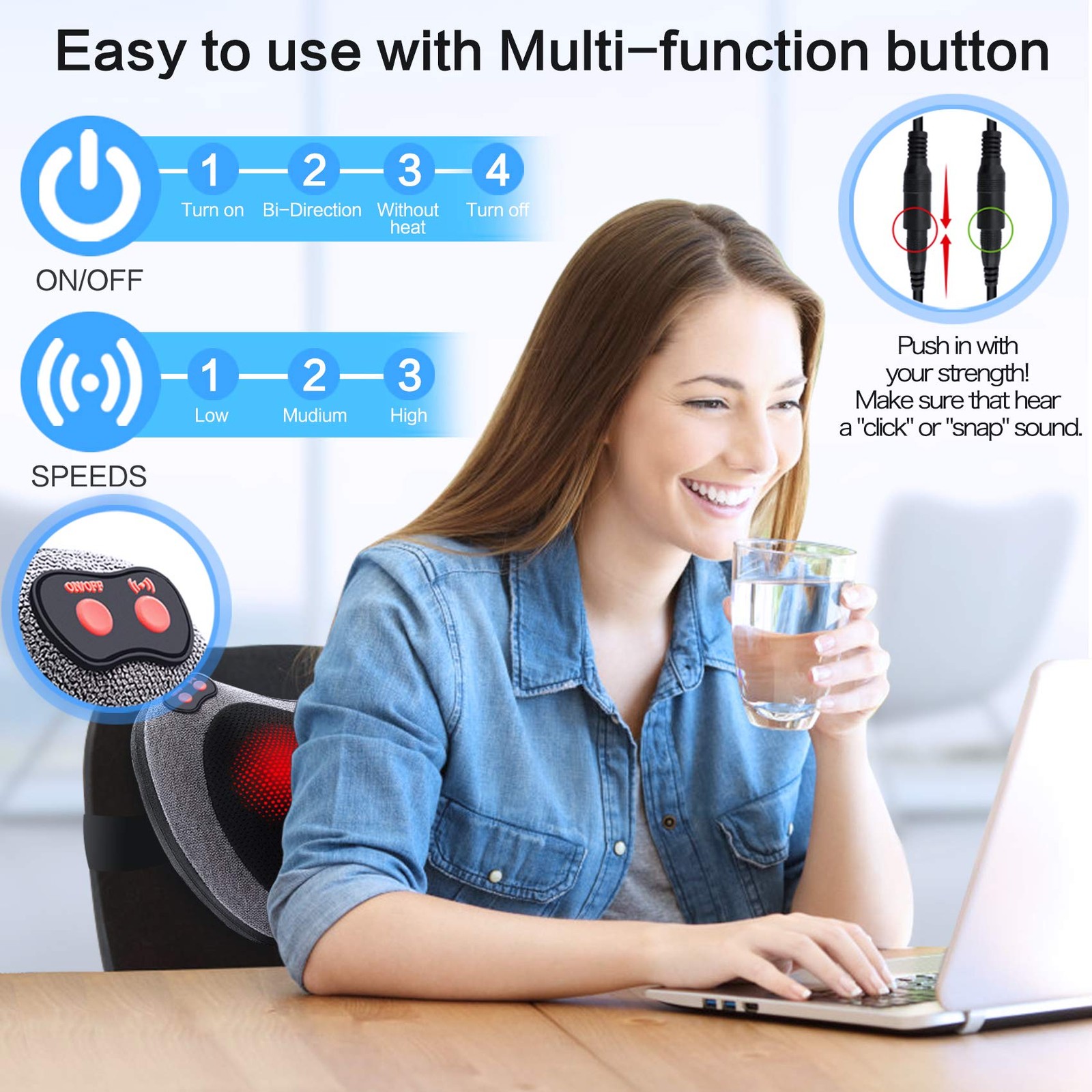 Papillon Shiatsu Back Massager with Heat,Fathers 1 Count (Pack of 1), Gray