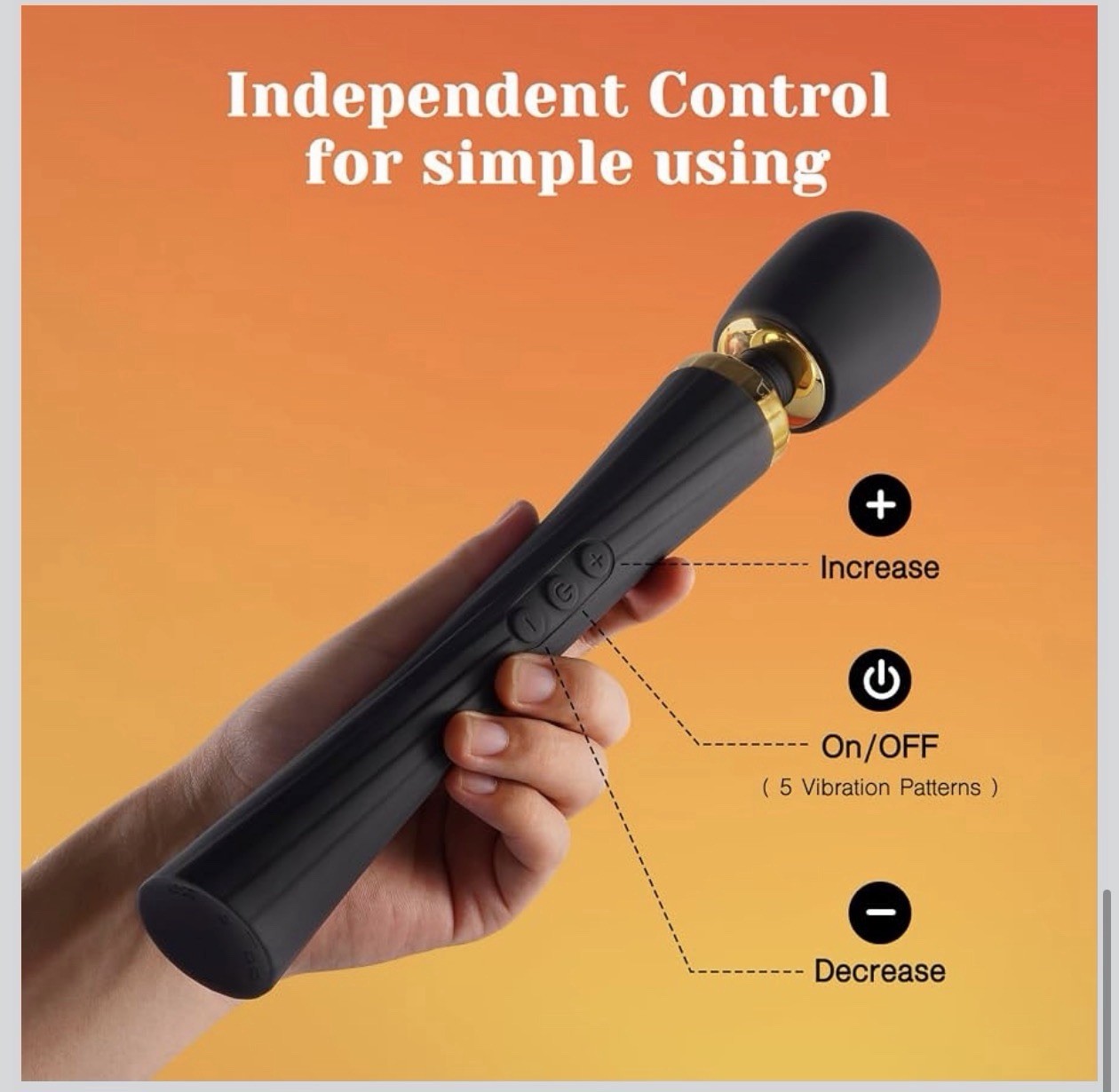 Tracy’s Dog Hammer Wand Massager IPX6 Waterproof Rechargeable Vibration BK/GL