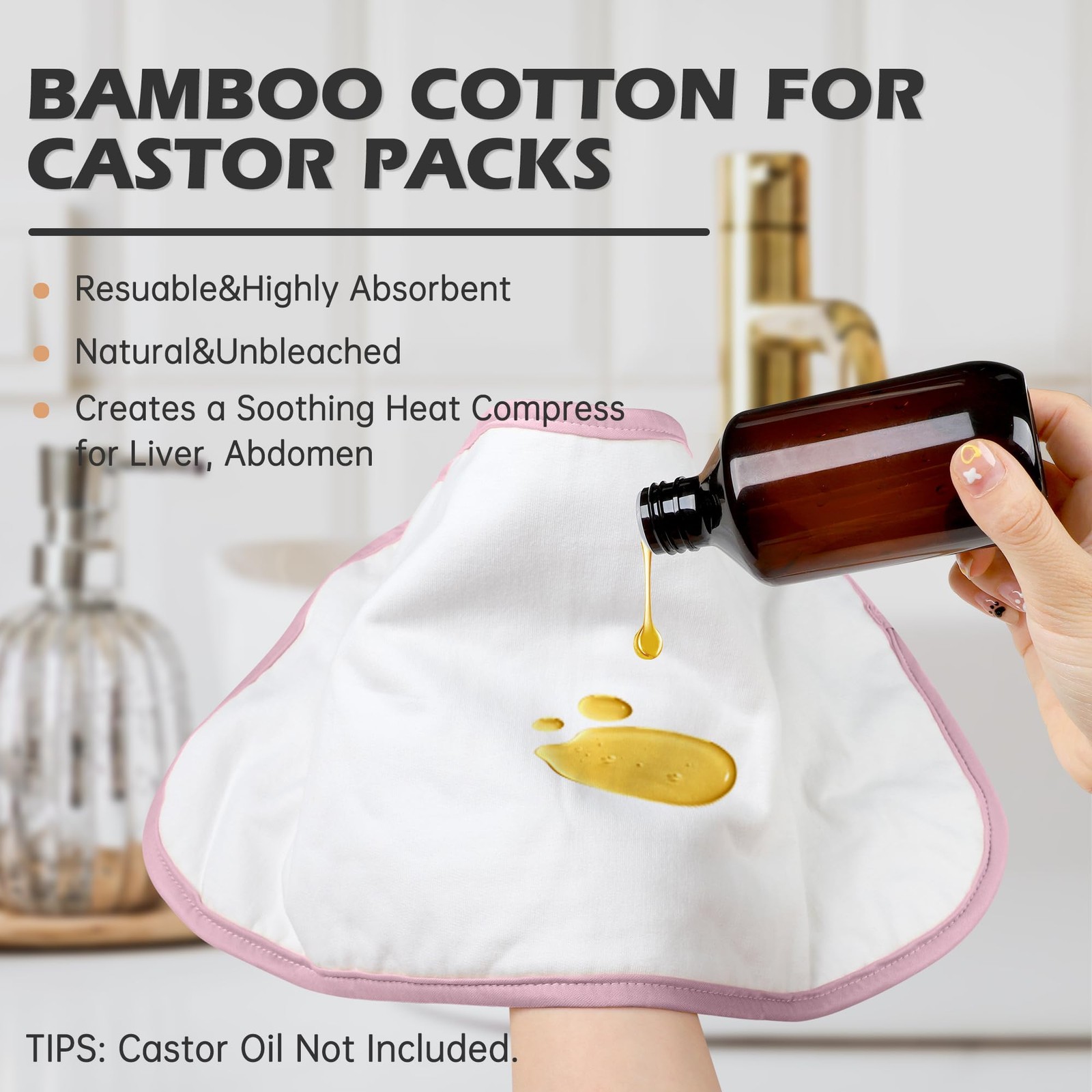 Castor Oil Pack Wrap with Organic Cotton Flannel, Reusable Castor Oil Packs f…