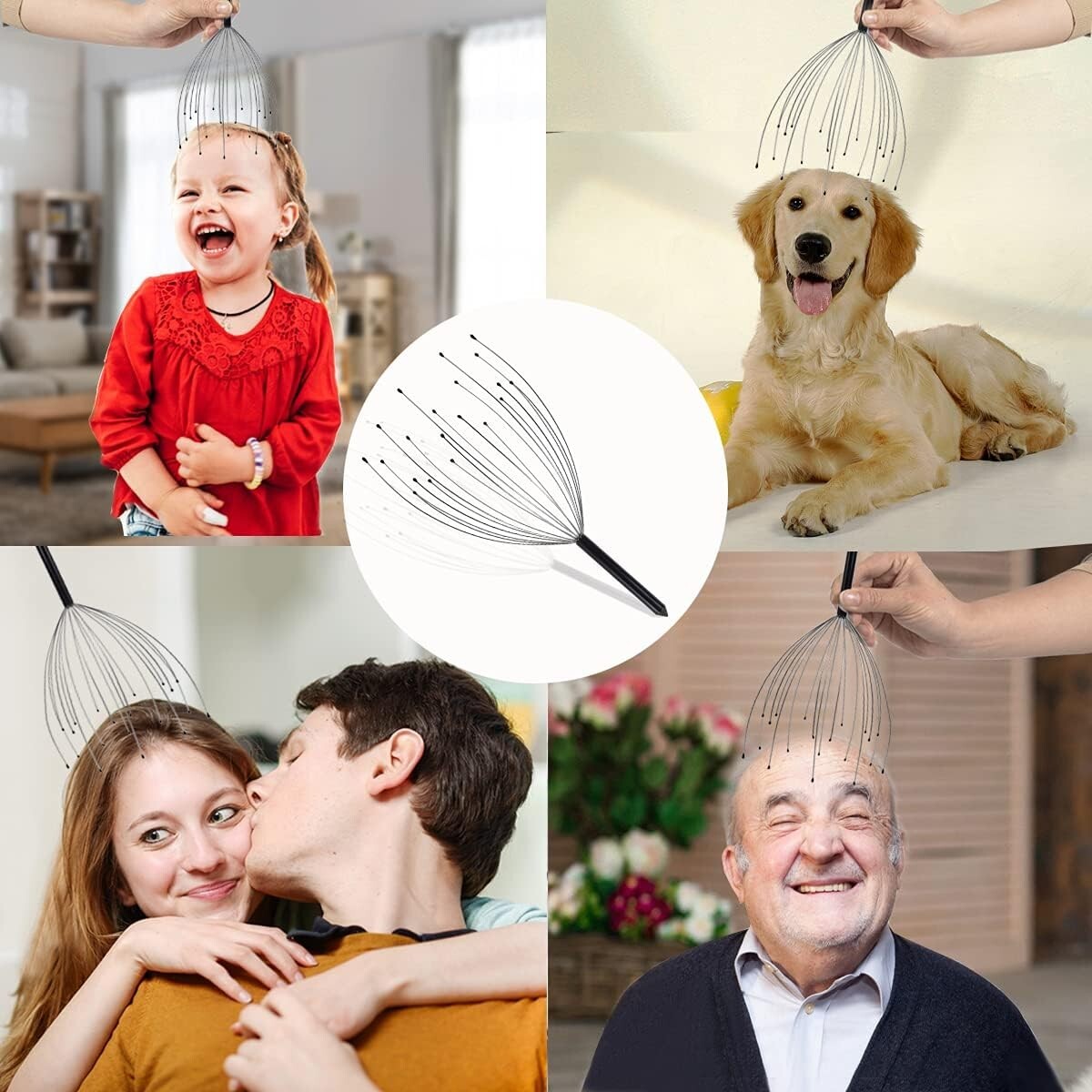 2 Pack Head Massager Head Scratcher 20 Fingers Scalp Massager, Handheld Head Mas