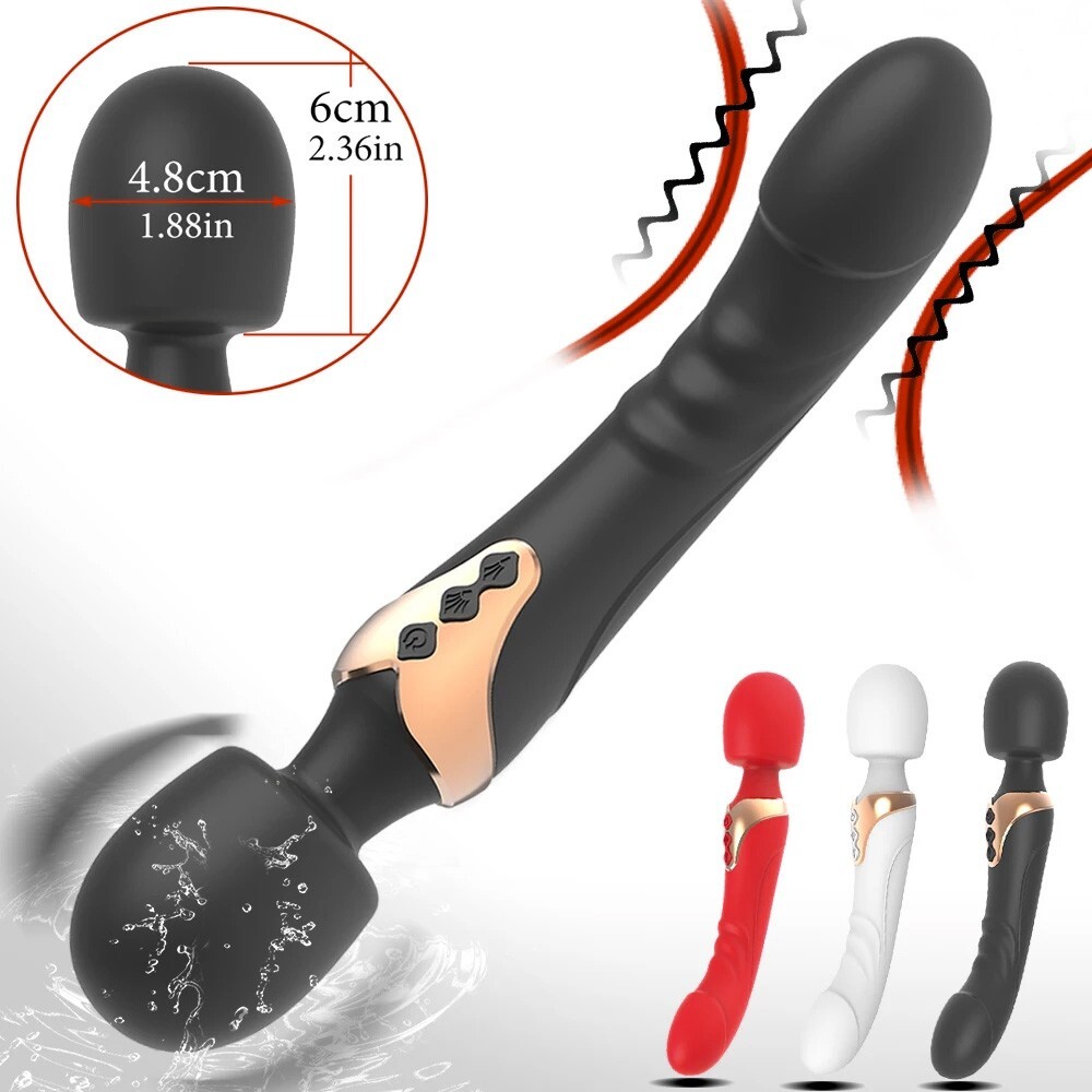 Double Head Wand Massager Women Personal Massager with Powerful Vibration Black