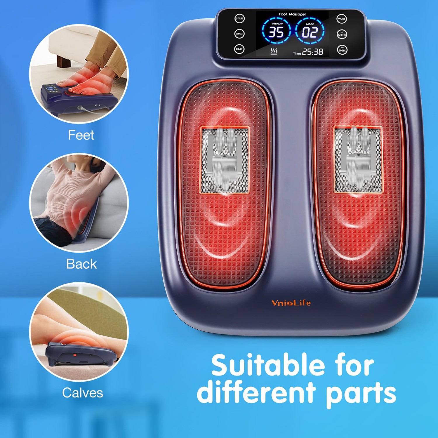Electric Foot Massager + Waist Heating Pad -Adjustable Intensity Deep Tissue