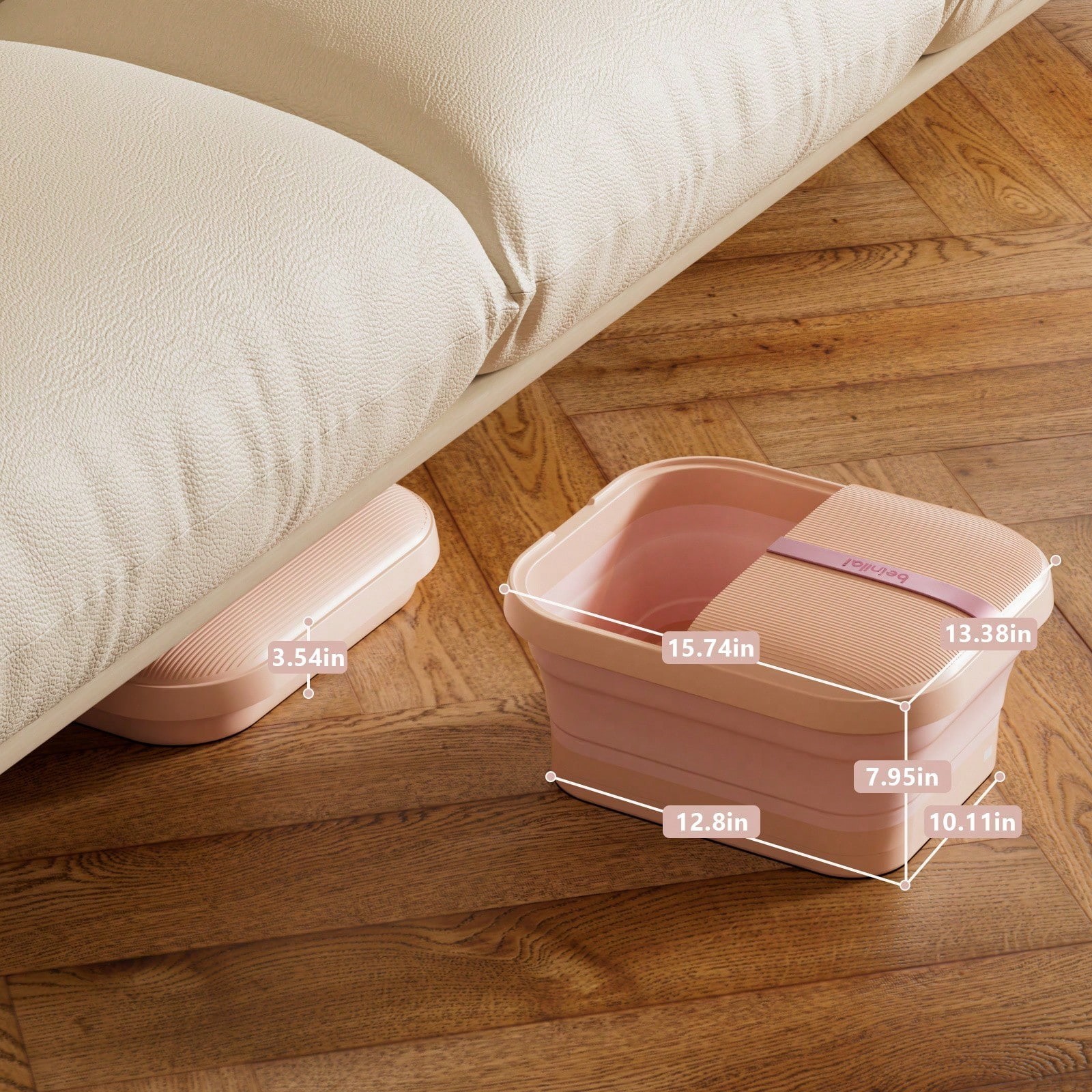 Foldable Foot Spa Bath Massager Heater Bubbles Rollers Red Light