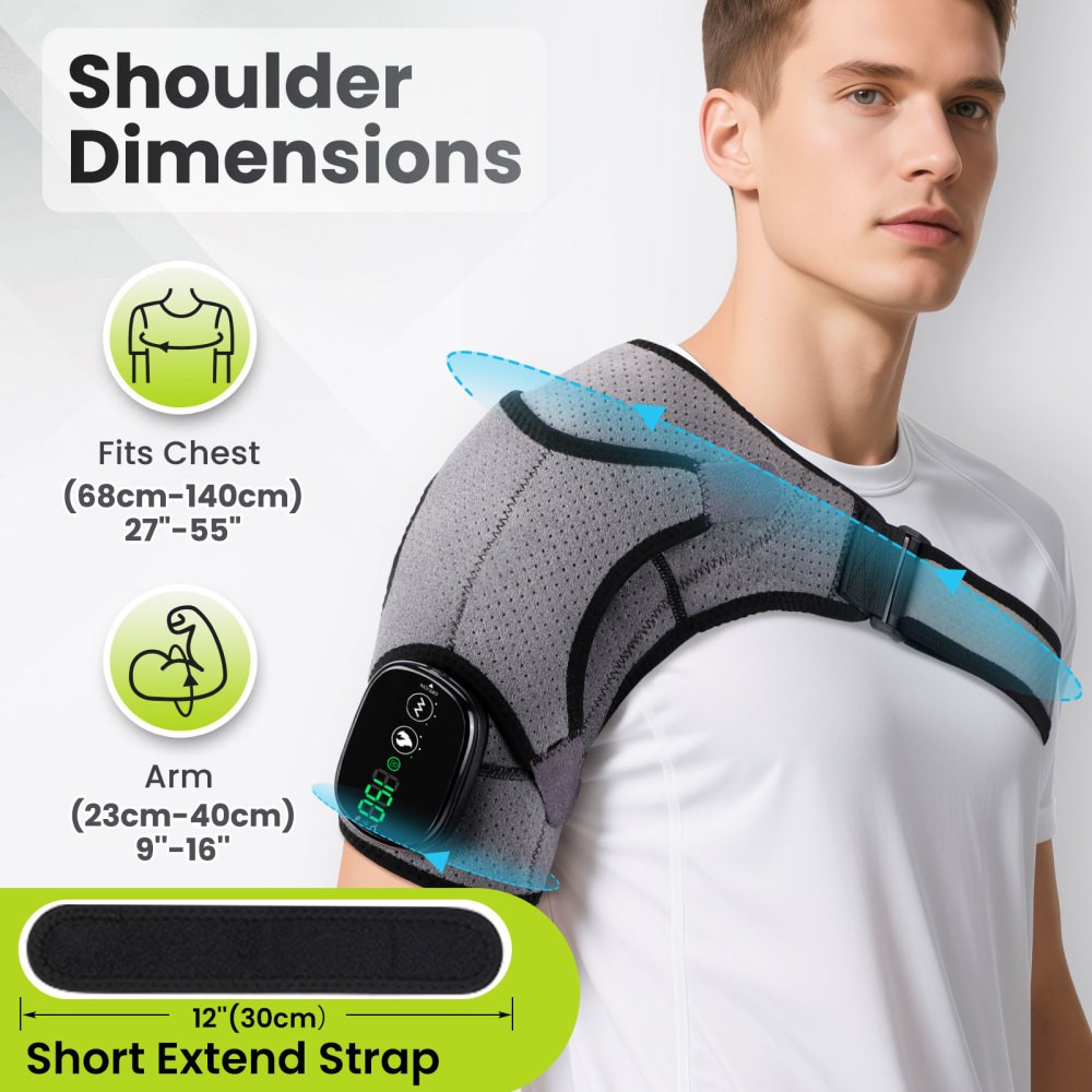 Electric Cordless Heated Shoulder Brace, Shoulder Heating Pad Wrap with Massage