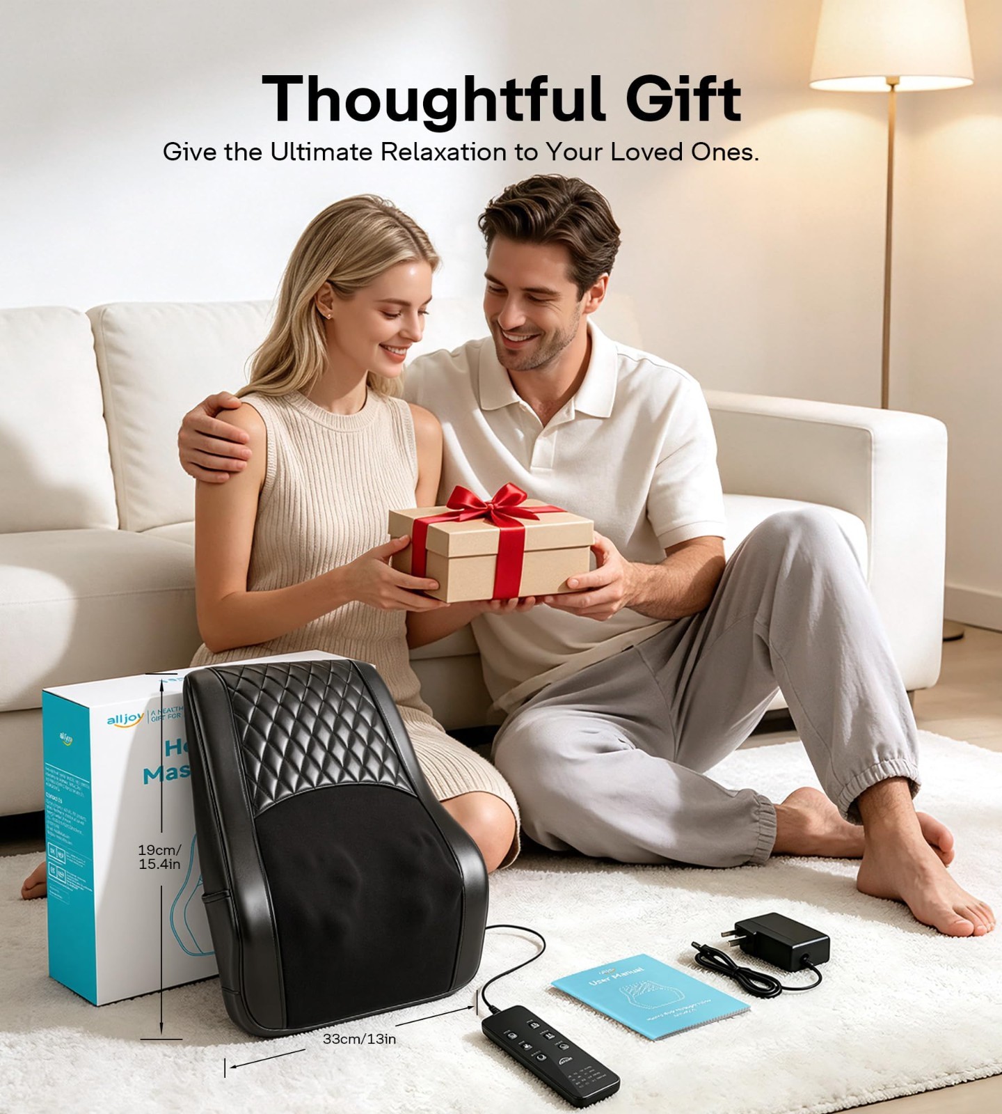 Heated Back Massager Pillow for Pain Relief – Deep Tissue Shiatsu, 3 Modes & Int