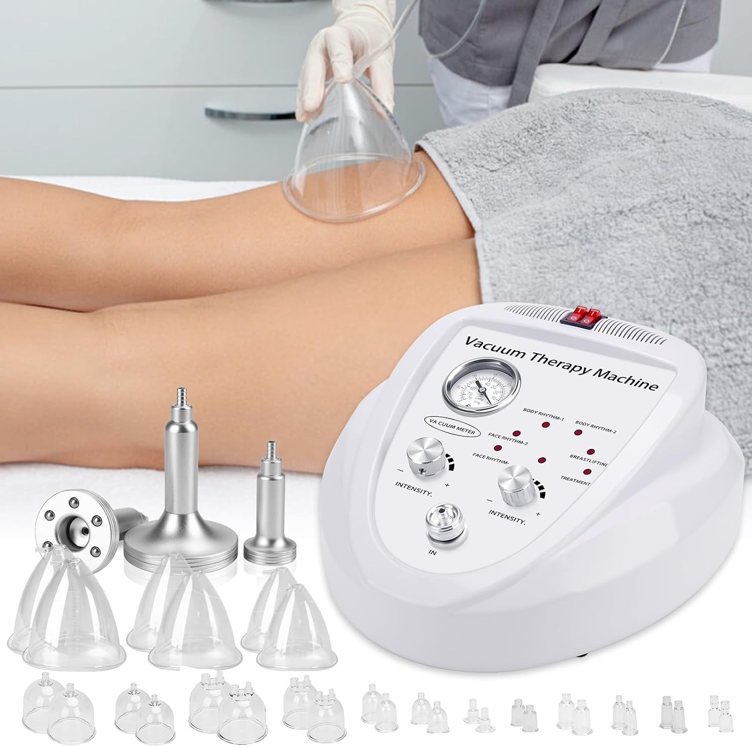 Vacuum Therapy Cupping Machine with 30 Cups and 3 Metal Gua Sha Handles for S…