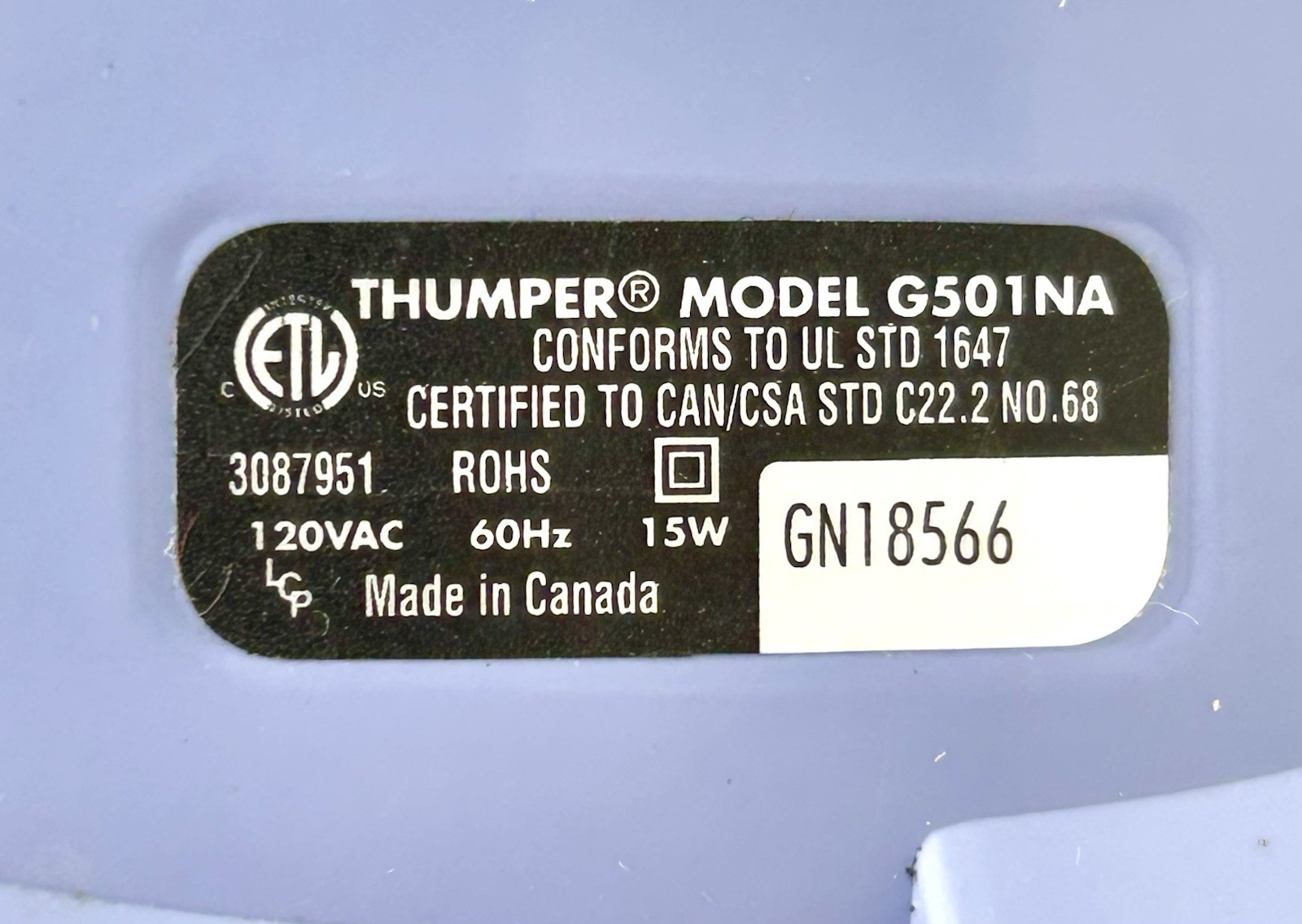 Thumper Verve Single Sphere Massager G501NA Head Great Shape Clean & Working