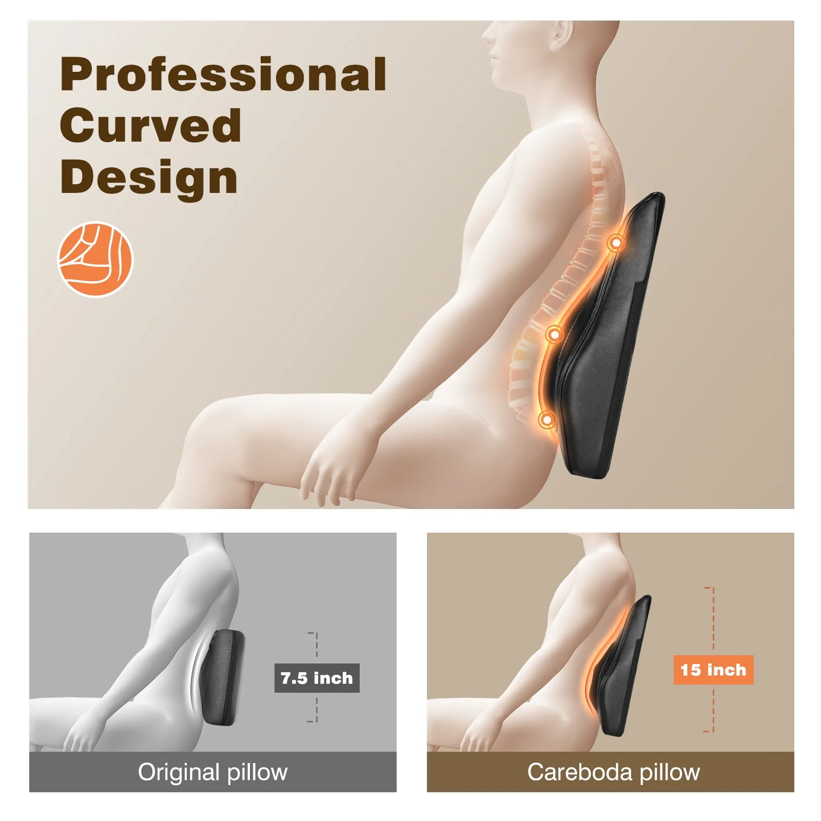 Neck Back Massager with Heat, 3D Kneading Massage Pillow for Shoulder Leg