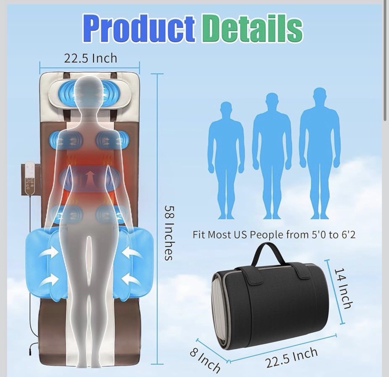 Full Body Massage Mat 3d Body Stretching Lumbar Traction Back Heating Traction