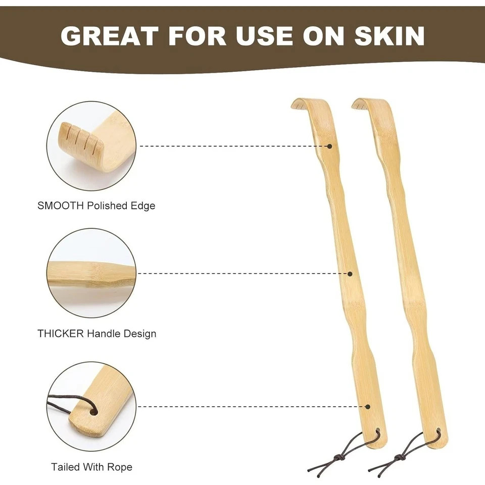 Natural Bamboo Back Scratcher Long Reach Pick Itch Relief Tool Portable