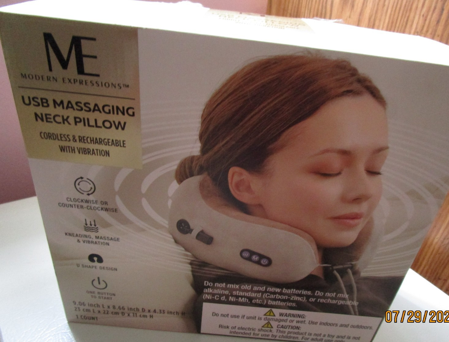 ME Modern Expressions USB Massaging Neck Pillow Cordless & Rechargeable Vibrate