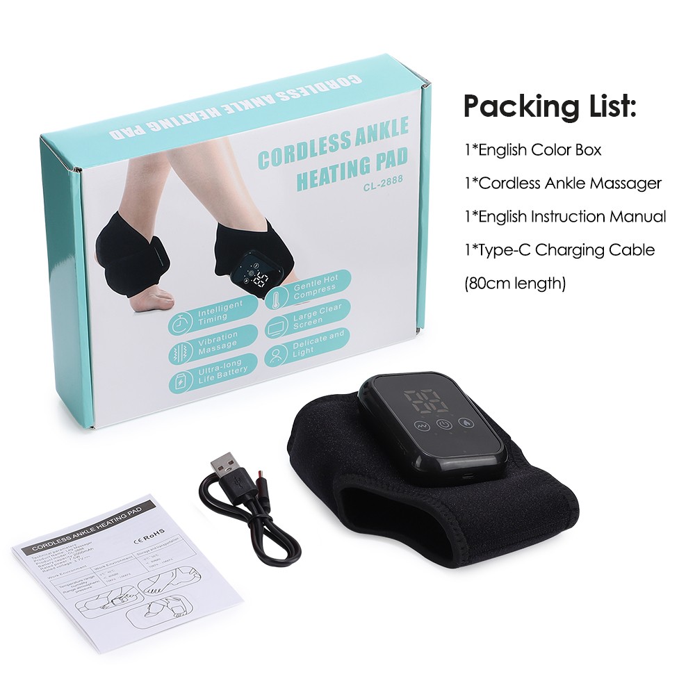 USB Electric Heating 3 Heating Modes Warm Ankle Pad Massager Pain Relief Brace