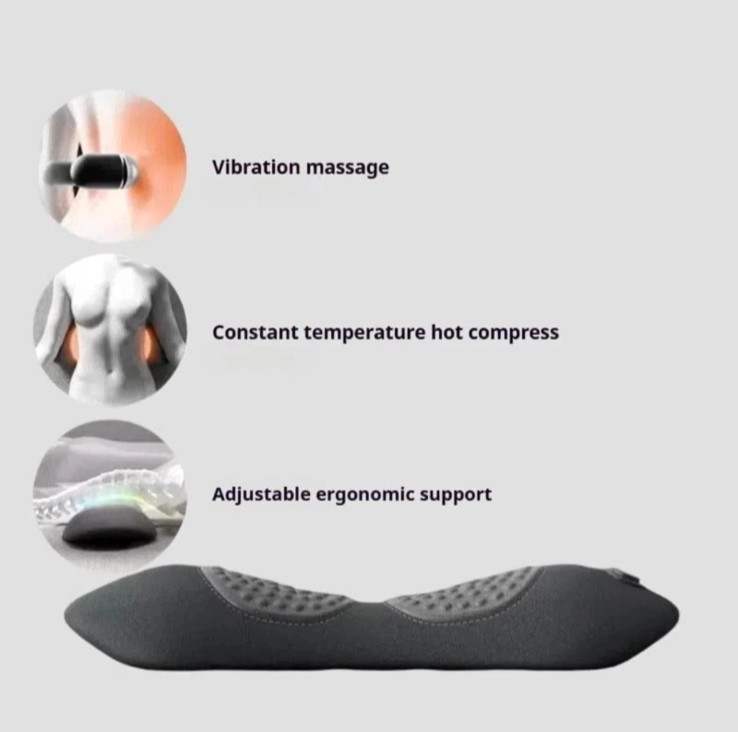 3 In 1 Electric Lumbar Support Pillow Smooth Spine Triple Fusion Back Massager