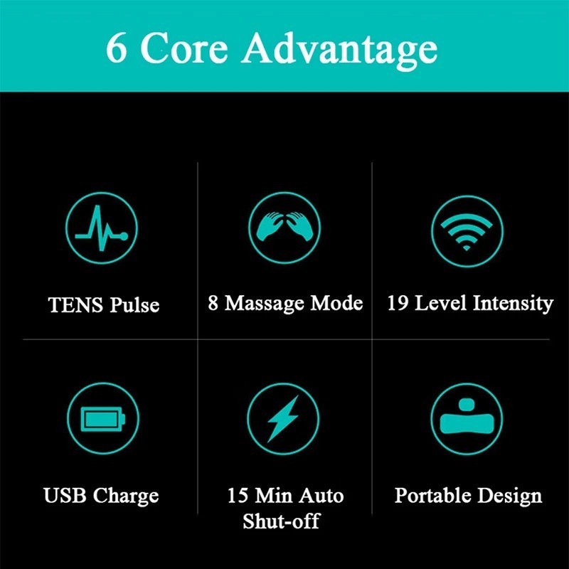 Portable EMS Neck Massager Rechargeable Muscle Stimulator 8 Modes 19 Levels