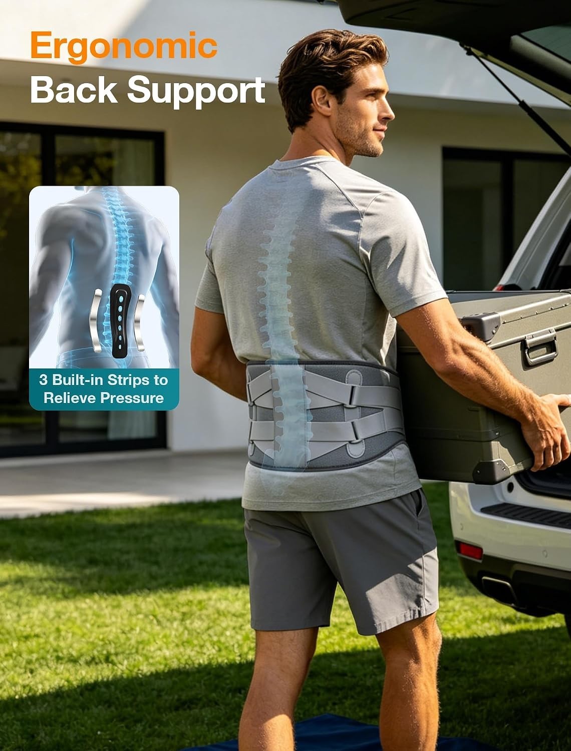 Wireless Heating Pad Lower Back Massager 3 Heat 5 Vibration Portable Belt