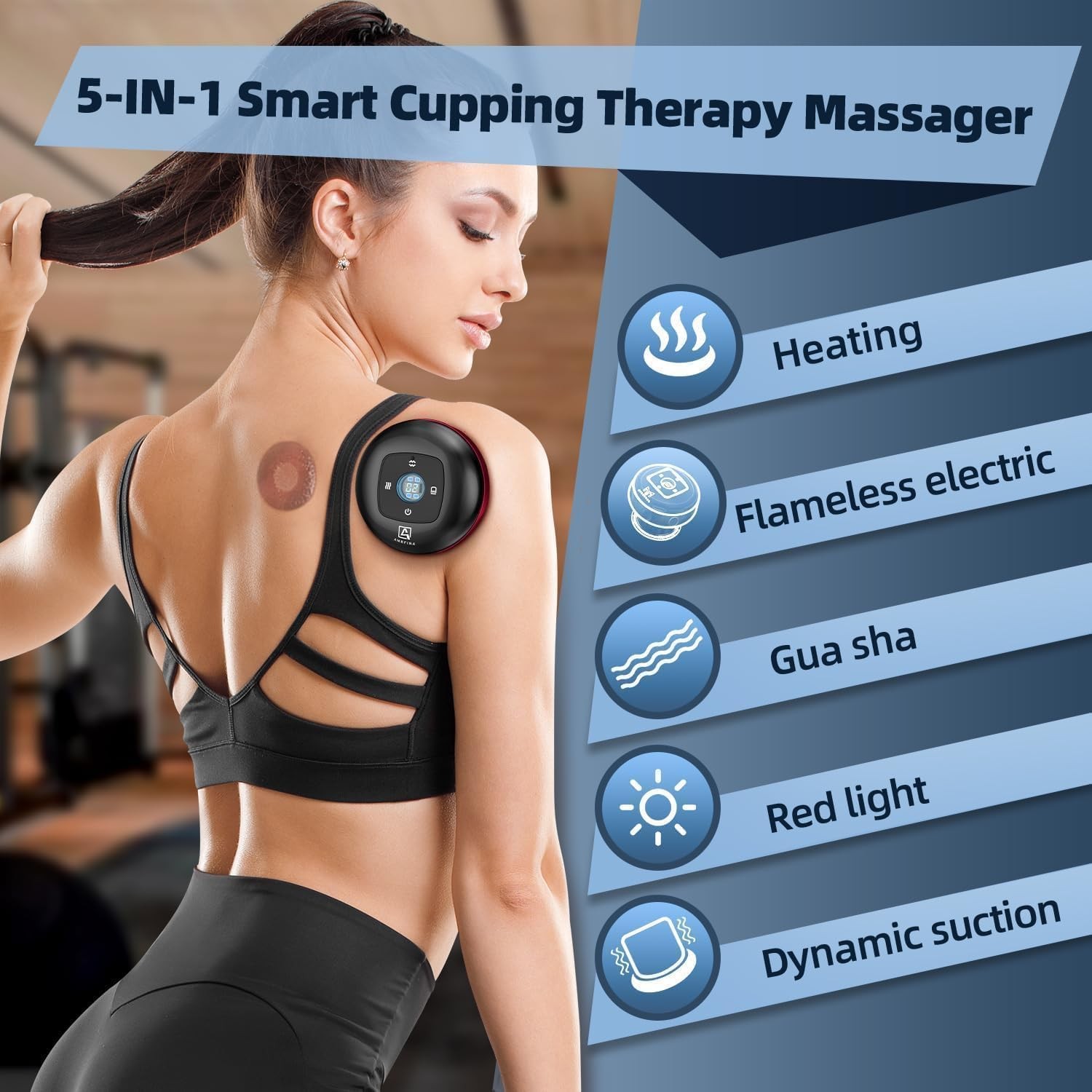 Ambfina 5in1 Cupping Kit for Massage Therapy, 12 Levels Smart Dynamic Cupping…