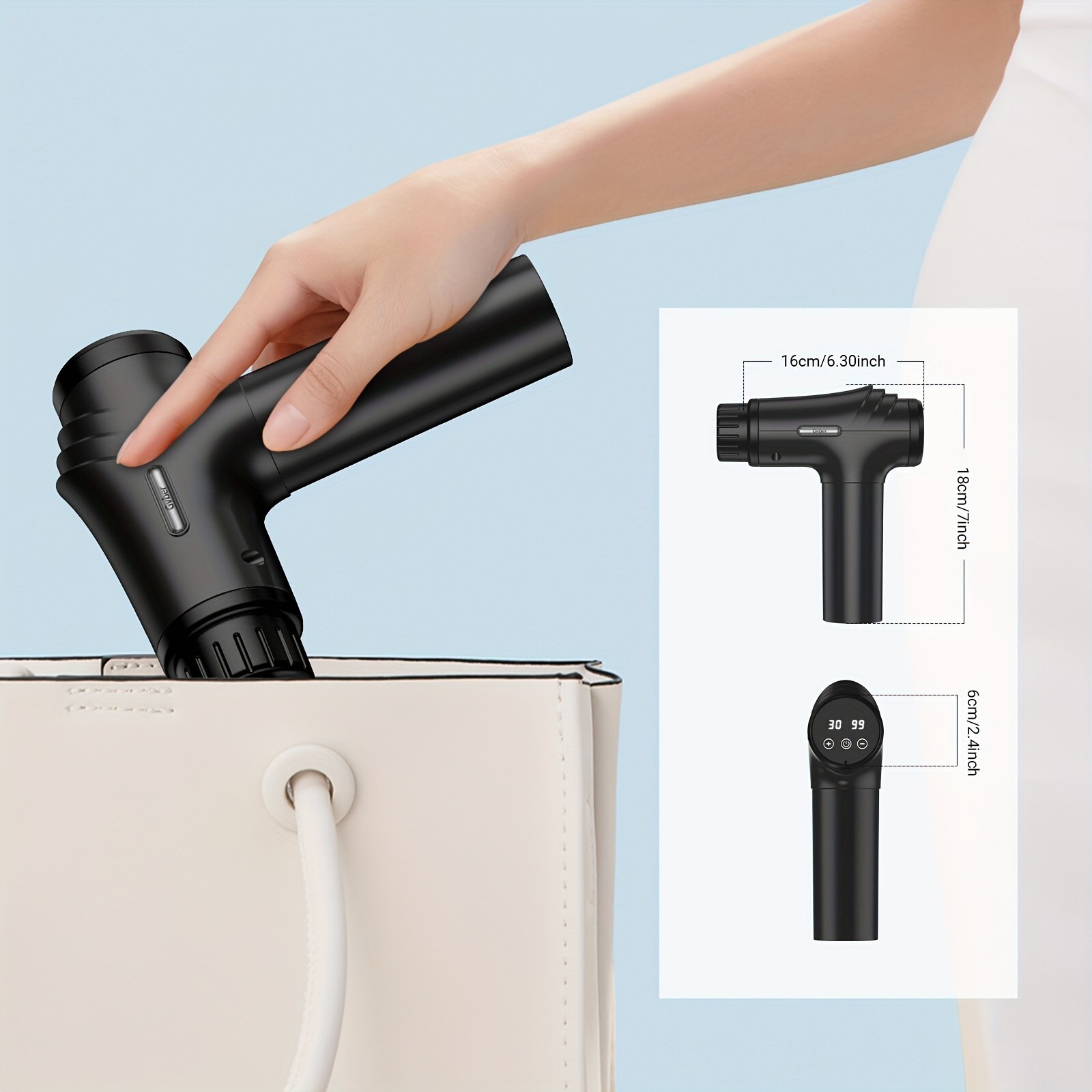 Portable Massage Gun with LED Touch Screen, Rechargeable Lithium Battery,6 Heads