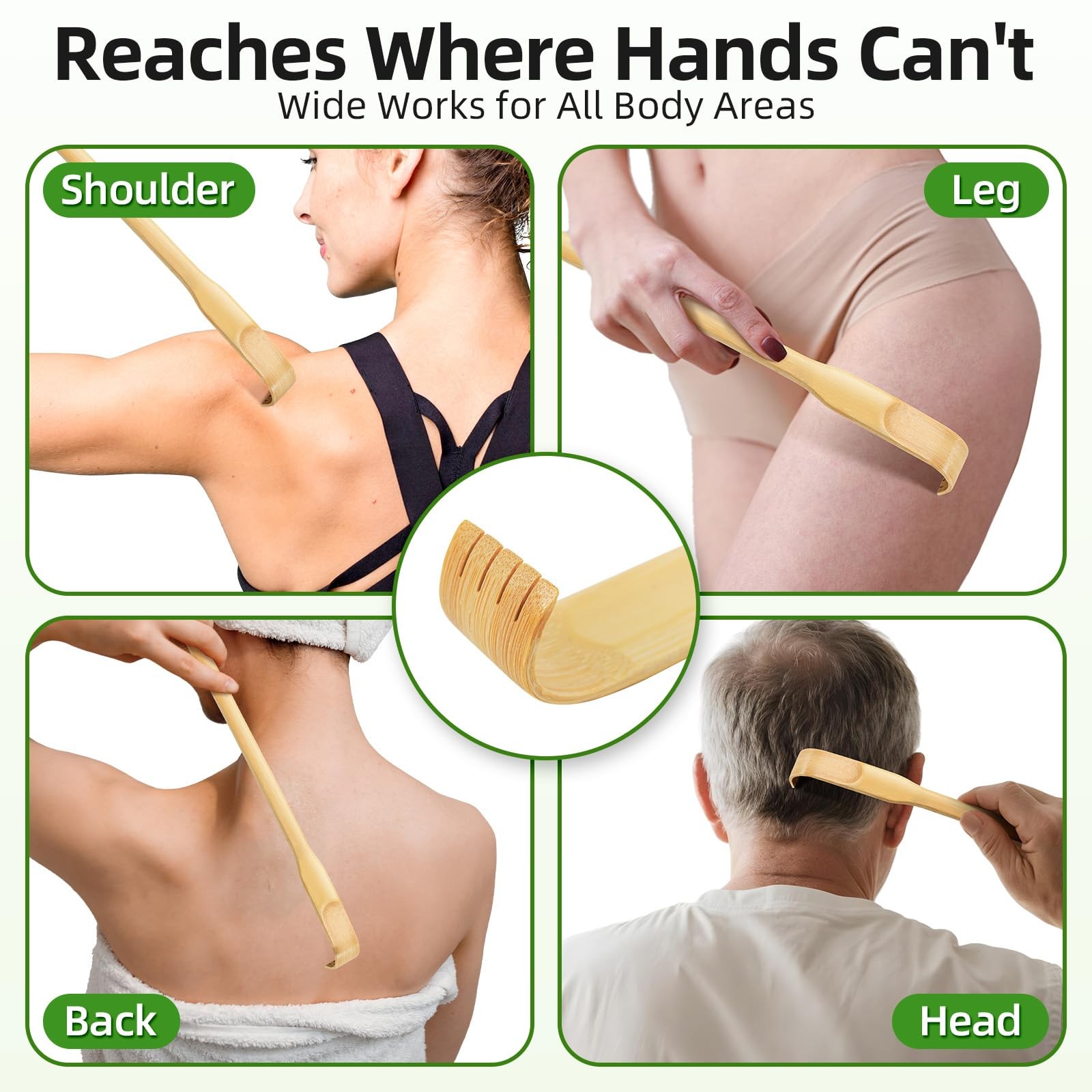 2 Pack 16.5 Inch Natural Bamboo Wood Back Scratcher Body Relaxation Massager