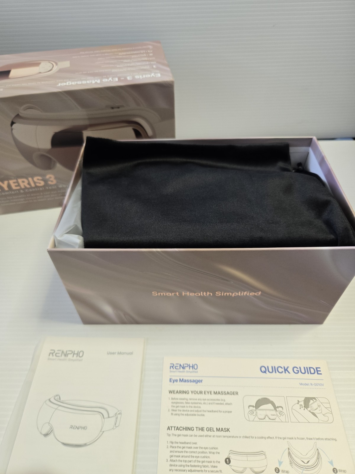 RENPHO Eyeris 3 Eye Massager Open Box Heat Cooling Gel Mask Voice Control