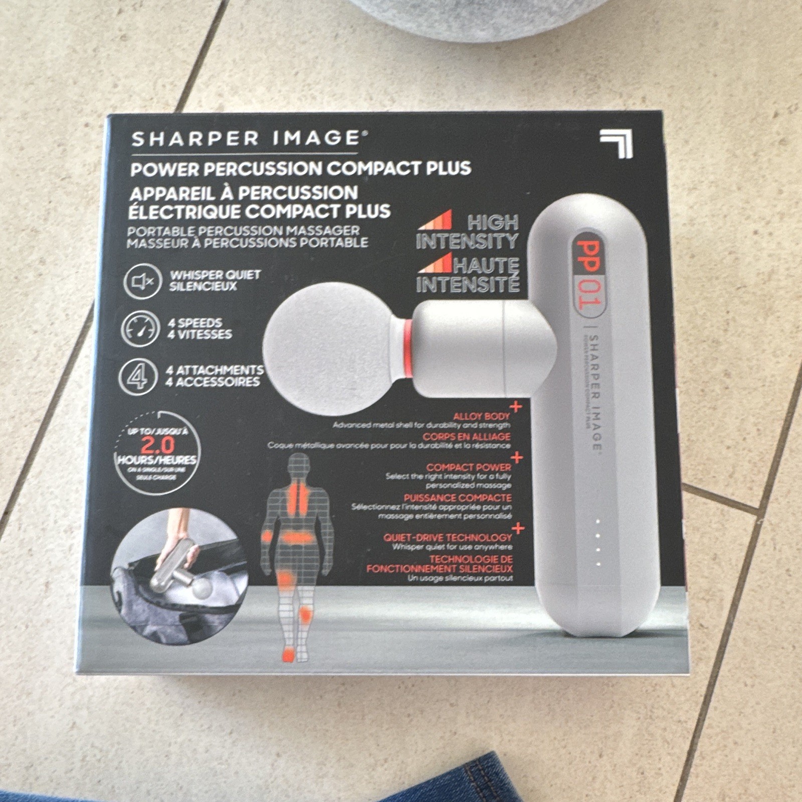 Sharper Image Power Percussion Compact Plus Massage Gun, 4 Heads, PP01