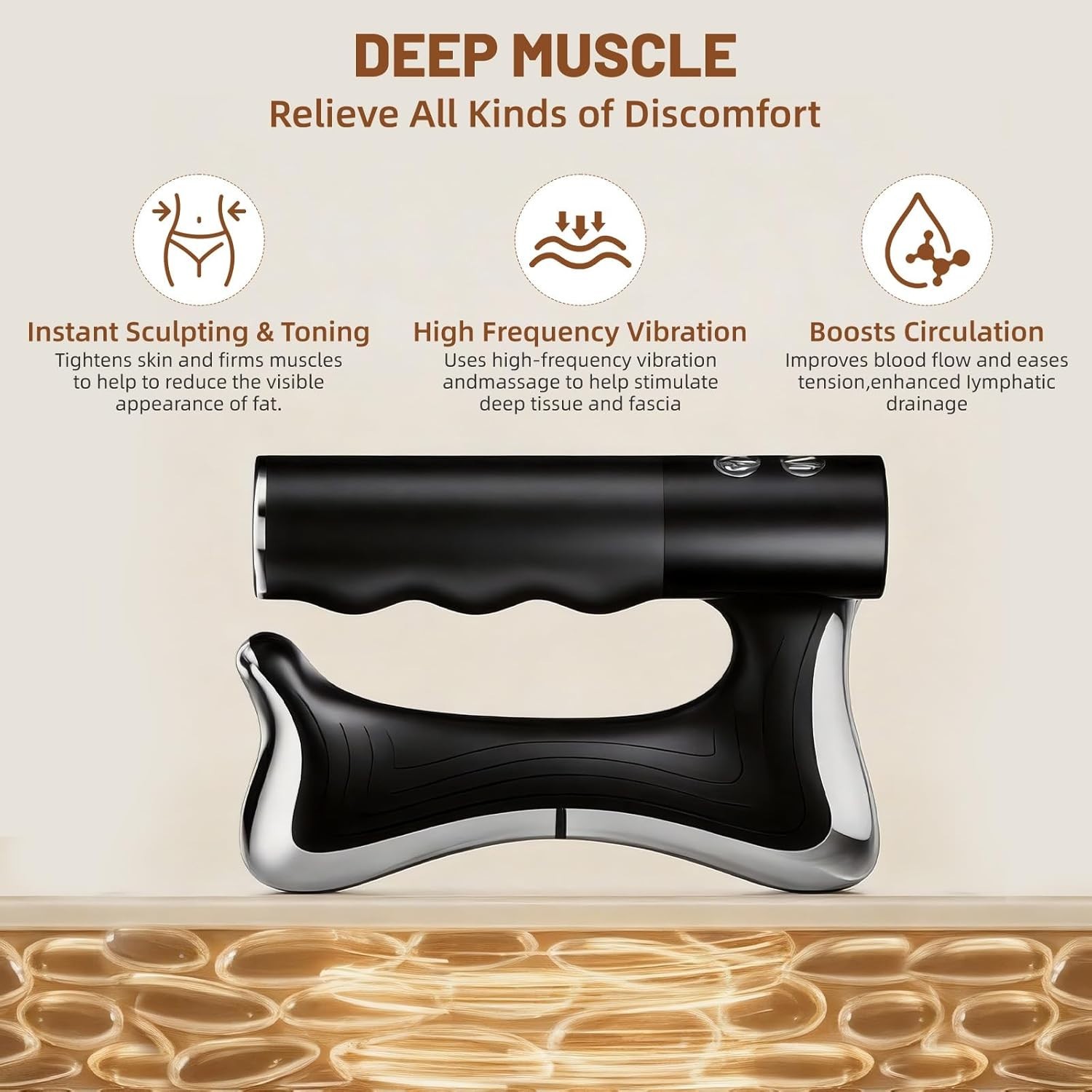 Heated Muscle Scraper Tool—Professional 3-in-1 Electric Fascia Massager with thr