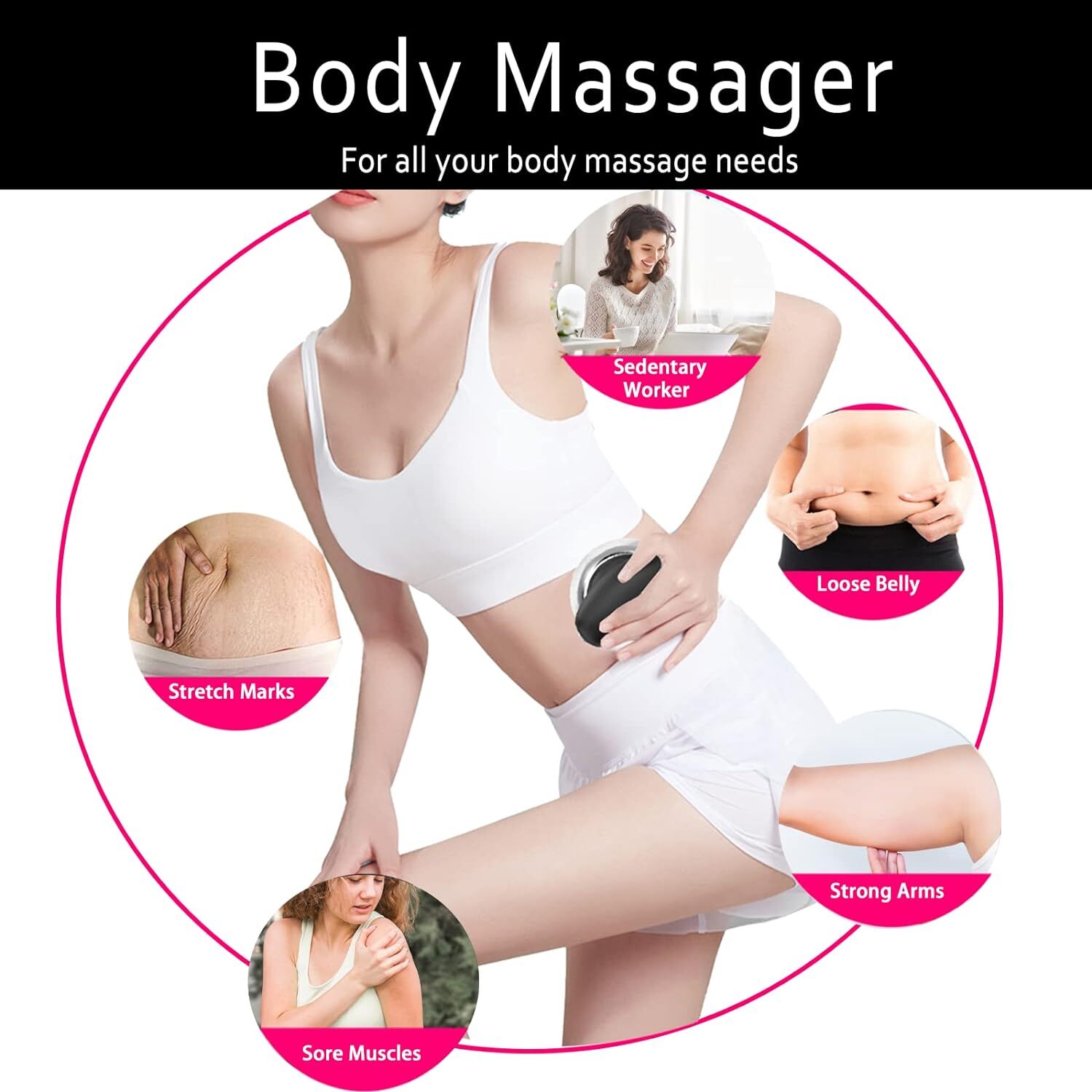 Body Sculpting Machine Body Massager, Cellulite Massager w 6 Massage Pads