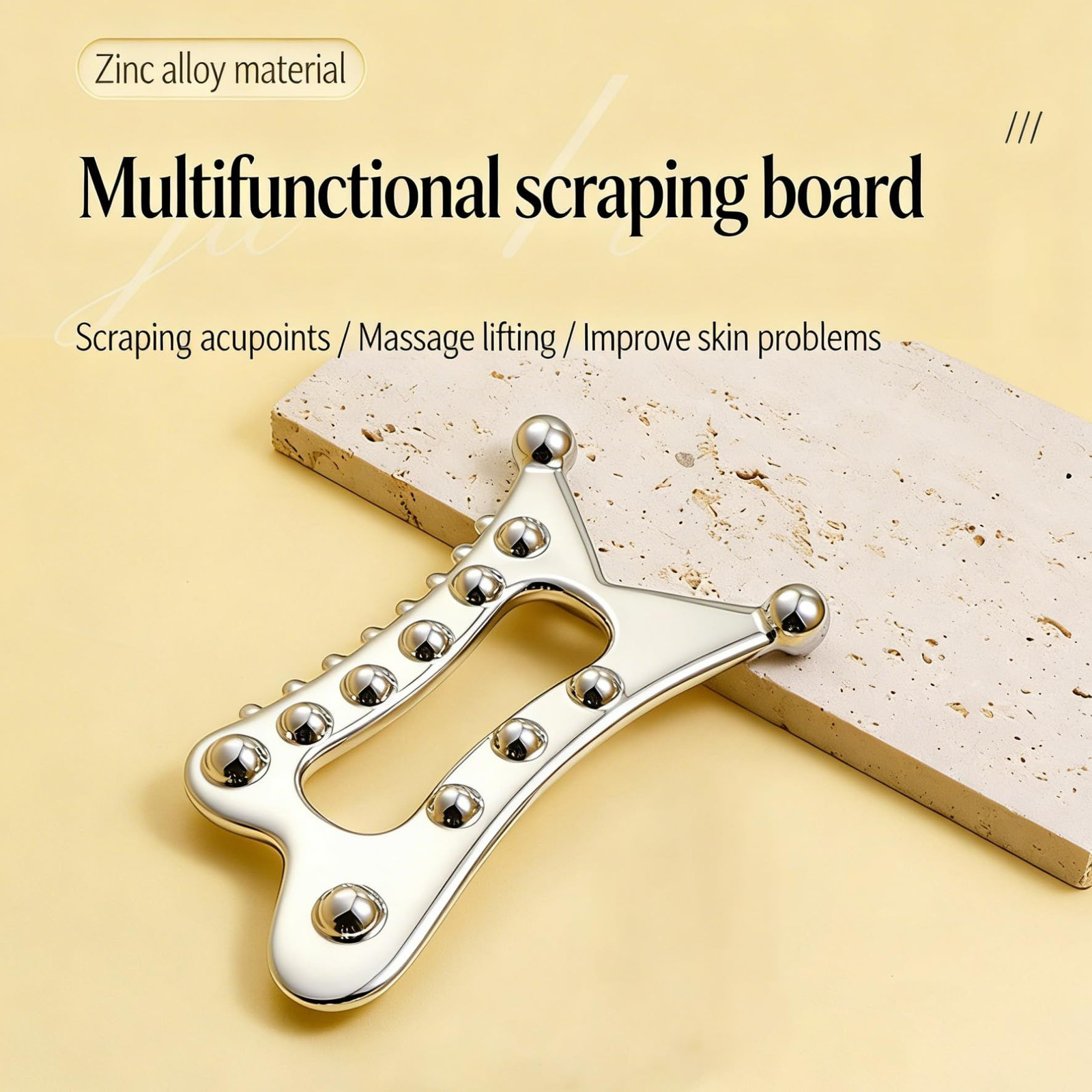 WINRIOO Stainless Steel Gua Sha Facial Tool，Metal Guasha