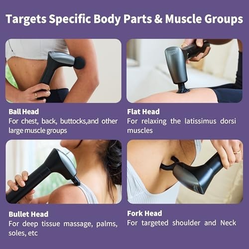 2-in-1 Detachable Muscle Massage Gun with 20» Handle – Deep Tissue Pain Relief,